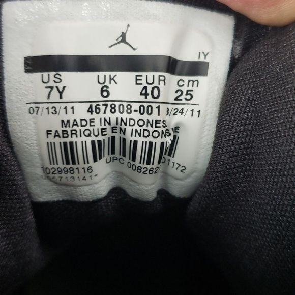 NIKE Jordan 8.0 GS Dark Charcoal shoes. Size 7Y. Unisex. Black/white - Picture 7 of 9